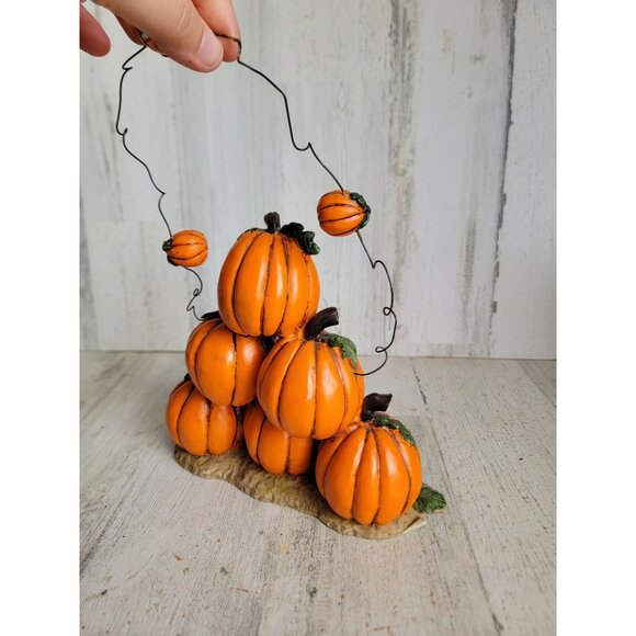 Vintage pumpkin stack funny face smiling hanging Halloween home decor - Picture 7 of 8